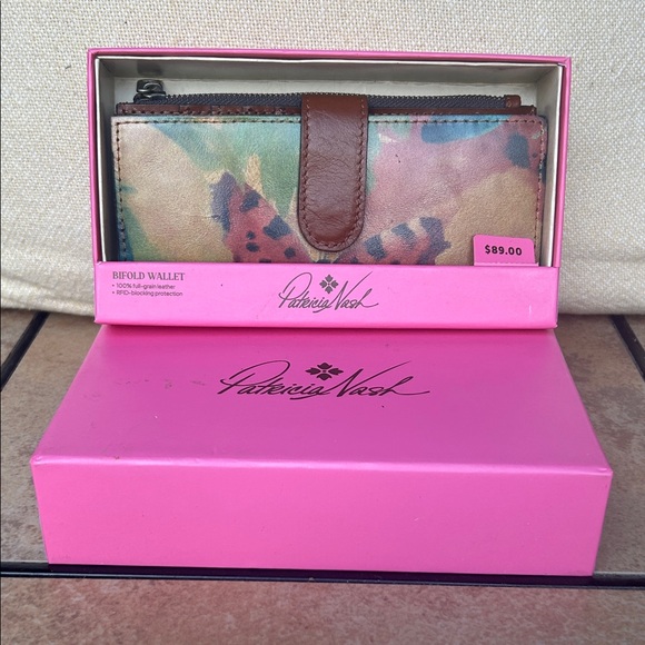 Patricia Nash Nazari Water color Butterfly Bifold Leather Wallet - Picture 8 of 11